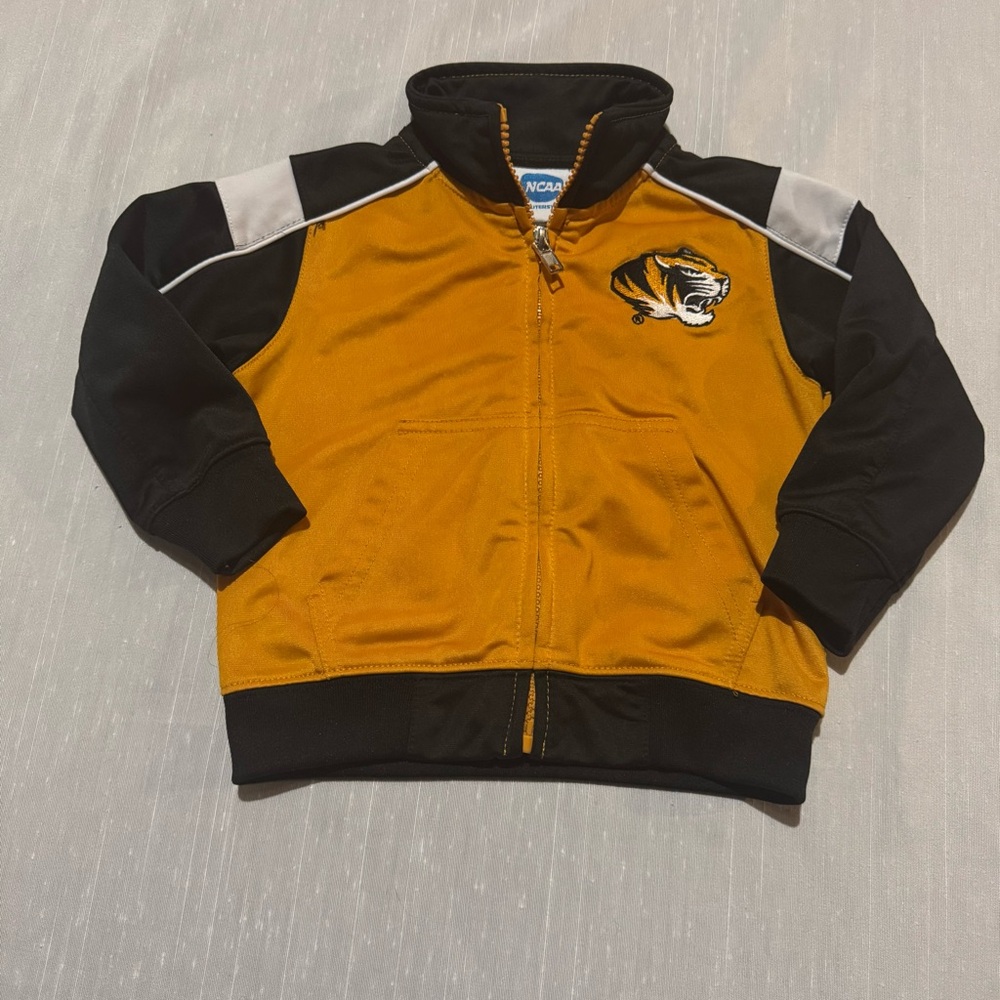 Missouri Tigers Mizzou Zip Jacket Youth‎ 18M NCAA Black Gold Lightweight